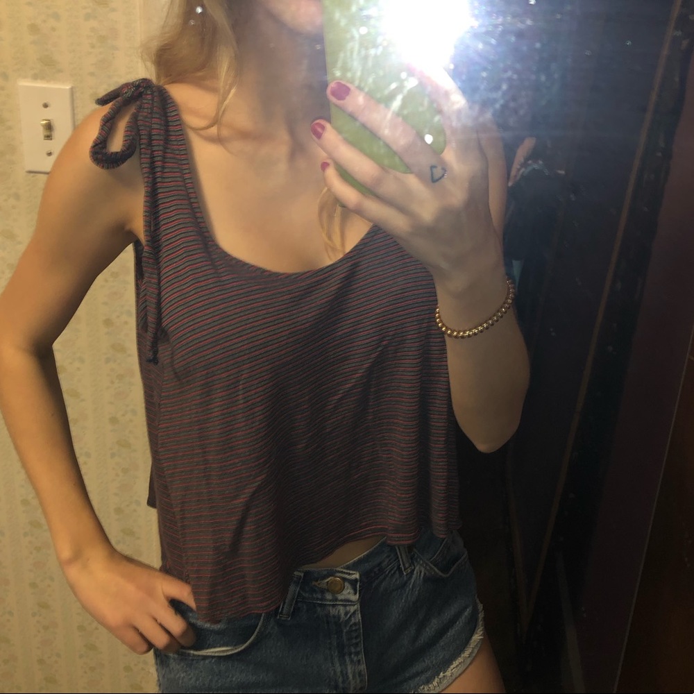 Hinge Bow Tie Strap Stripe Tank Top